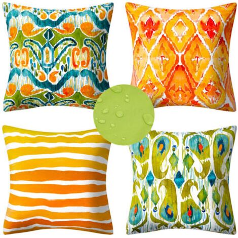 BUNTHAUS Lot de 4 housses de coussin vintage, style ethnique, 45x45 cm, pour décoration de maison. (1/5)