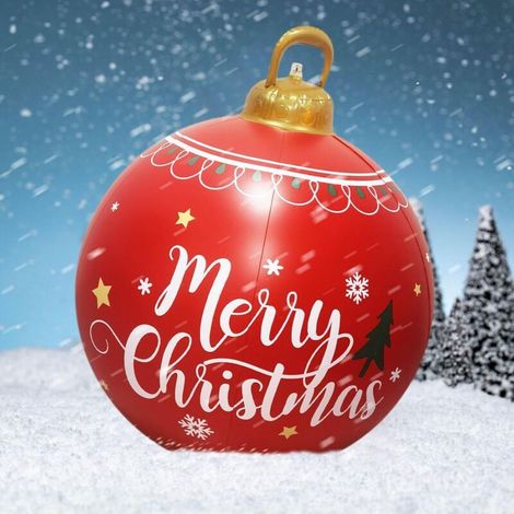 Boule Gonflable de Noël Grande Taille 60CM - Décoration Extérieure Géante à Gonfler pour Noël-B(modèle avec lumière) (1/4)