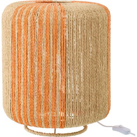Lampe de table en corde orange et naturelle - orange et naturel (1/4)