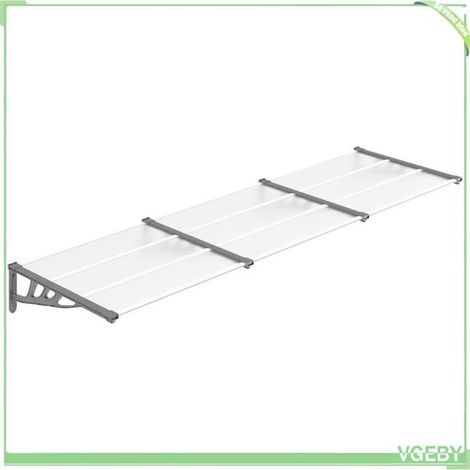 Auvent de porte - FAFEICY - 153687 - Noir et transparent - 297,5 x 90 x 27,5 cm - Polycarbonate/Aluminium (1/5)