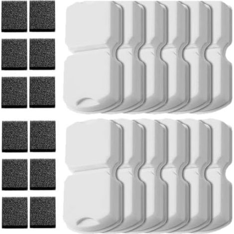 Pack de 24 filtres pour fontaine à chat : 12 charbon +12 mousse, compatible inox, multi‑filtration eau fraîche animal domestique (1/5)