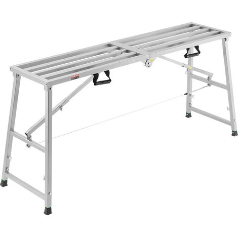 Plateforme de Travail Échafaudage Pliant Portable 800/965/1130/1295 mm Acier Allié, Capacité de Charge 400 kg, Pieds Antidérapants, Tabouret de Peinture pour Cloisons Sèches, Nettoyage, Lavage (1/5)