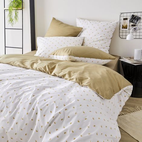 Housse de couette en percale au style géométrique Beige 200x200 cm