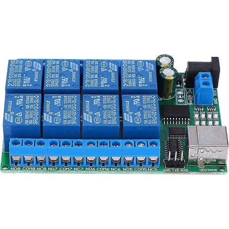UD23A08 USB-Relaismodul, Multifunktions-Motorsteuerungsmodul mit 8 Kanälen, UART-Schnittstelle und 5 V DC (5 V)