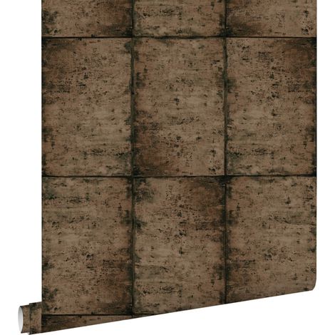 papier peint feuilles de zinc brun grisé - ESTAhome (1/5)