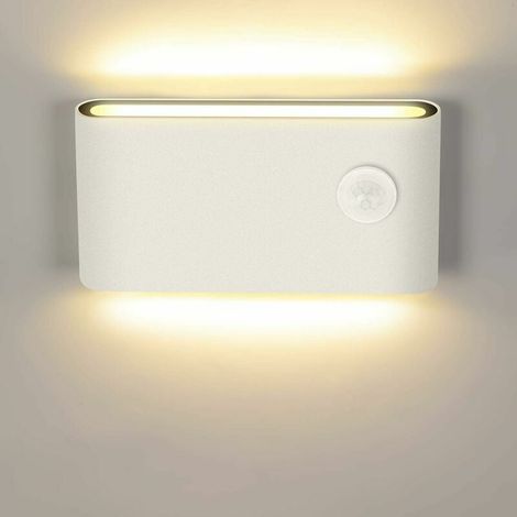 Applique murale LED 12W avec détecteur de mouvement, applique murale intérieure/extérieure moderne 3000K blanc chaud IP65, applique murale à induction pour cages d'escalier, couloirs, balcons.
