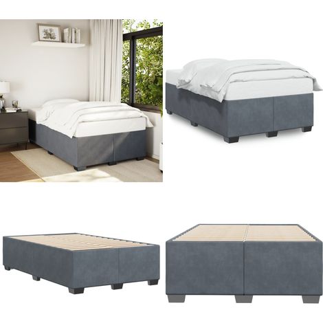 Bettgestell ohne Matratze Dunkelgrau 120x200 cm Samt - Samtbett - Doppelbett - Boxspringbetten - Betten Gestell - Schlafraum Dekoration - Home & Living (1/5)