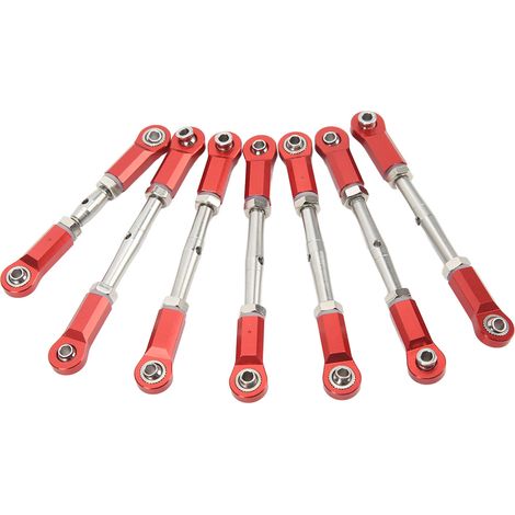 Jeu de 7 tiges de direction en alliage d'aluminium pour Traxxas 1/10 - Rouge - Pièces de rechange durables RC (1/5)