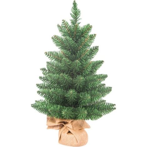 Jeffergarden 60 Cm Tabletop Mini Ornements d'arbre De Noël avec Base en Lin Arbres Artificiels Plantes Artificielles Parfait pour Fenêtre Jardin Familial (a) (1/5)