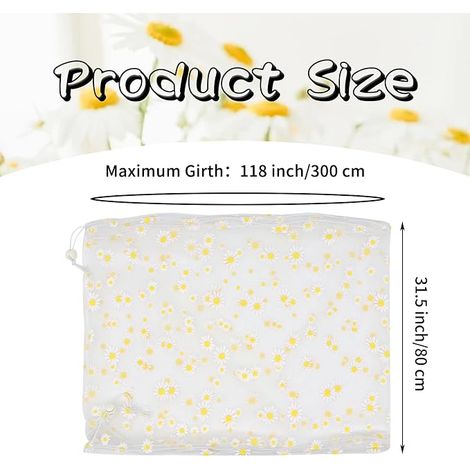 Large Bird Cage Cover, Adjustable Soft Breathable Nylon Mesh Netting Protective Skirt for Parrot Parakeet Macaw African Square Round Cage (White, Daisy) (1/4)