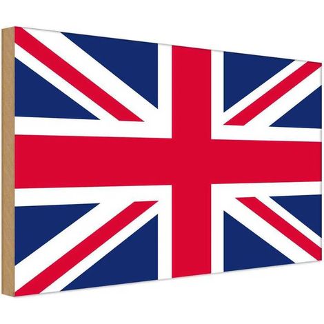 Panneau en bois 30x40 cm Drapeau du Royaume-Uni Union Jack Armoiries (1/4)