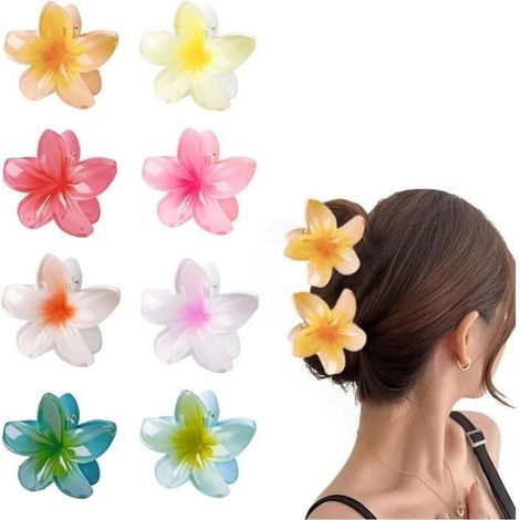 8 große Haarspangen für Damen, rutschfest, modisches Blumenmuster, Haaraccessoires für Damen (1/4)
