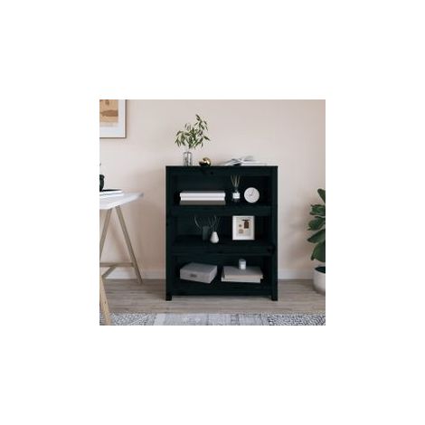 Bibliothèque Noir 80x35x97 Bois de pin massif (1/5)