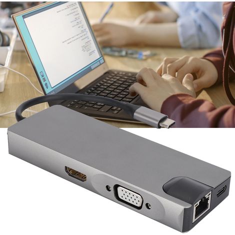 Adaptateur USB-C Multifonction avec Port Ethernet, 2 Ports USB 3.0, HDMI et Lecteur de Cartes SD pour PC Portable (1/5)