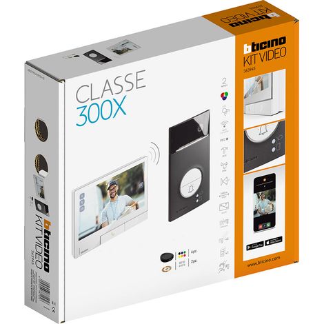 Kit Portier Classe 300X Blanc + platine Linéa 3000 Noire avec badges BTICINO BT363945