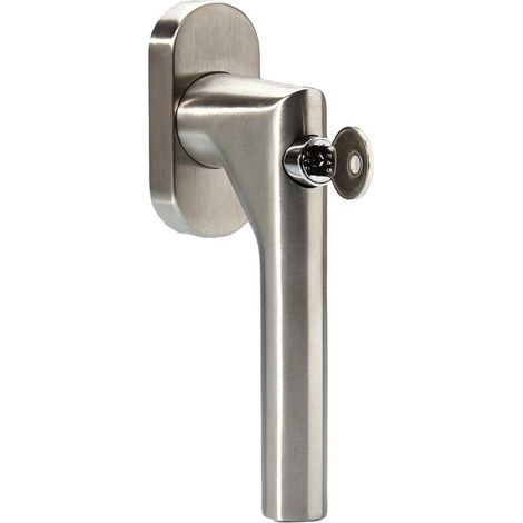 1 - Poignée de fenêtre - Serrure de sécurité - Résistance 100 Nm - Pour chambre enfant et appartement - Nickel mat - 131x19x53 mm (1/5)