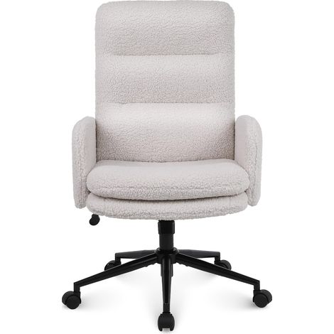 ralex-chair Chaise de bureau pour la maison, Teddy Fleece, beige