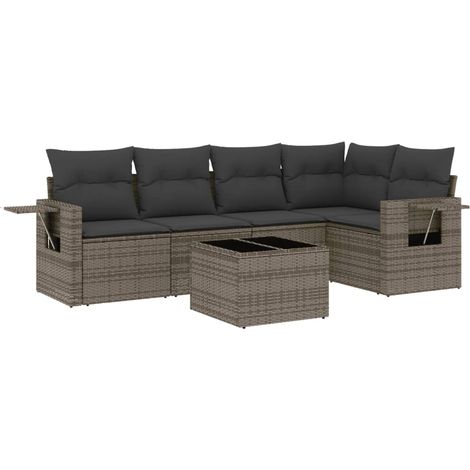 Maison Exclusive - Set de muebles de jardín 6 pzas y cojines ratá (1/5)