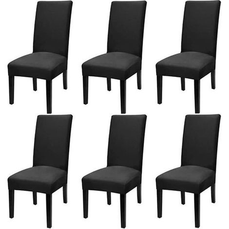 Housses de chaise extensibles - Noir[484] - Lot de 6 - Gris (1/4)