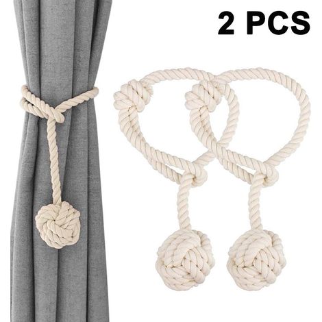1 paire d'embrasses de rideaux en corde tricotée à la main, attache décorative pour rideaux de fenêtre, embrasse de draperie avec une seule boule