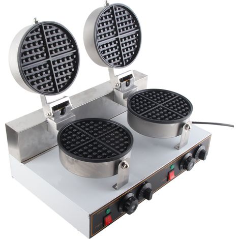 Gaufrier à double plaque à chauffage rapide, antiadhésif, modèle professionnel, avec poignée isolée, 2400 W, prise UE, 220 V (1/5)