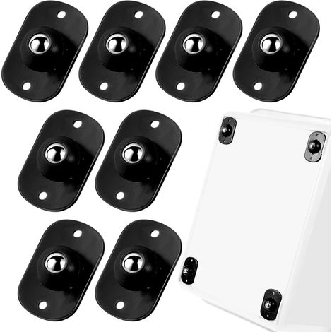 Kugelrollen Möbelrollen,8 Stück 360° drehbar Selbstklebendes Universalrad Edelstahl leichtgängige Drehung Mini Kleberolle für Küche Aufbewahrungsbox Kleingeräte Schieber(Schwarz) (1/5)