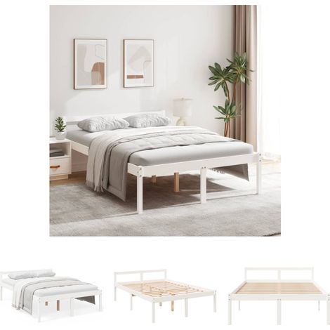 Weiß-Bett - vidaXL Seniorenbett Weiß 120x190 cm Massivholz Kiefer - Bett für Senioren (1/5)