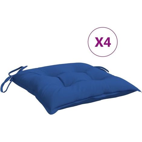 Coussins de chaise, lot de 4, bleus, 40x40x7 cm, tissu Oxford. (1/5)