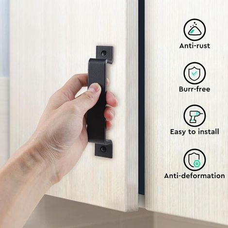 Pièces Poignée de Porte de Grange Coulissante, Traction de Poignée de Porte Coulissante avec Plaque Acier Inox pour Portes de Grange Armoire Placard - 160MM (1/5)