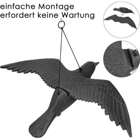 Corbeau Effaroucheur - Plastique UV Résistant - Pour Balcon Toit Jardin - Lot de 2 (1/5)