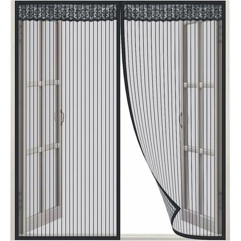 royaluxe -1pcs Moustiquaire Fenêtre Magnétique Moustiquaire Porte Fenetre Rideau Moustiquaire Aimantée Fenetre, Fermeture Automatique et Détachables, Punaises et Autocollant Inclus (130x210CM, Noir) (1/4)