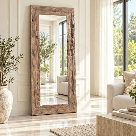 Miroir rectangulaire avec cadre bois recyclé 180 cm DEPOK (1/5)
