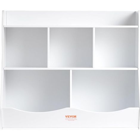 Rangement facile : meuble pour enfants, bibliothèque à 5 cases sur 3 niveaux en bois MDF blanc pour jouets et livres (1/5)