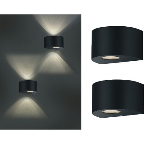LED Außenwandleuchte 2er Set Up and Down Light rund in Schwarz (1/5)