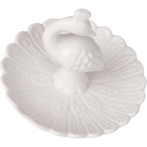 Bandeja para joyas para guardar collares y pendientes, de porcelana blanca. (1/5)