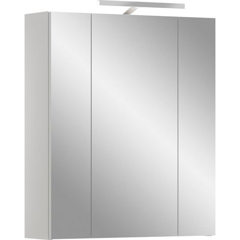 Armoire à Miroir 60 x 70 x 18 cm avec éclairage dans Le Corps Blanc Imitation et Avant Blanc Brillant – Armoire à Miroir avec lumière en Blanc – Distinctive et élégante (1/5)