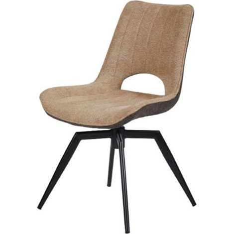 Chaise tissu beige rotative pieds métal noir Stenson (1/3)