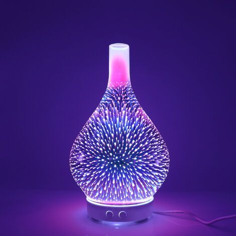 - Diffuseur d'air électrique Humidificateur pour huiles essentielles Diffuseur d'arôme à ultrasons 120 ML Arrêt Automatique pour Bureau à Domicile Spa (3D-Glass) (1/5)