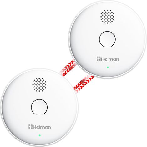 Détecteur de fumée interconnecté avec Batterie 10 Ans, Alarme sonore de 85 DB,Blanc (2) (1/5)