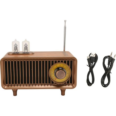 Kleiner Vintage-Bluetooth-Lautsprecher aus Holz, tragbarer FM-Stereo-Lautsprecher in Holzoptik