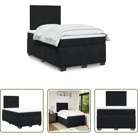 Matratze - Boxspringbett mit Matratze Schwarz 120x190 cm Samt (1/5)