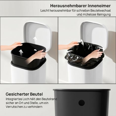 30L Poubelle de Cuisine avec Pédale et Couvercle, Fonction Fermeture Douce et Maintien Ouvert pour Maison, Domicile (1/5)