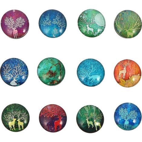 Set mit 12 Weihnachtsmagneten für den Kühlschrank mit wunderschönen Hirschmotiven. – 2,5 x 2,5 x 0,8 cm (1/3)