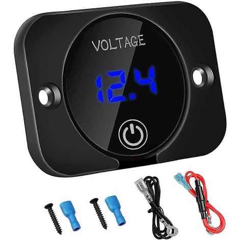Voltmètre 12V avec interrupteur de contact et affichage numérique, voltmètre DC12V/24V, compatible avec les applications marines, les camions, les véhicules tout-terrain et les véhicules polyvalents ( (1/5)