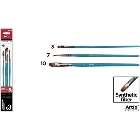 Set di 3 pennelli sintetici