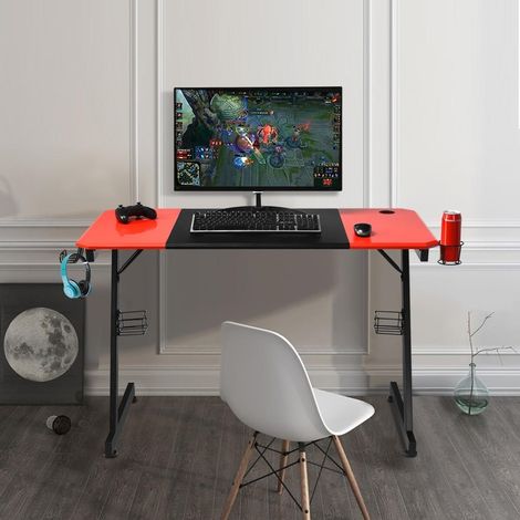 Pour moniteur, clavier et accessoires, bureau gaming 120 x 60 cm pour chambre ou bureau, design en Z (1/5)