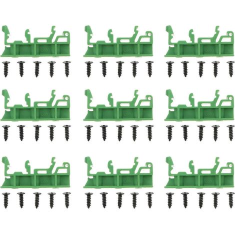 Lot de 10 adaptateurs de montage sur rail DIN pour circuit imprimé, destinés au bricolage électrique.-4.4X2X1CM-Green (1/2)