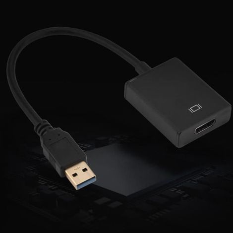 Adaptateur USB vers HDMI - 1080P 60 Hz - Compatible Windows XP à 11 - USB 2.0 et 3.0 - Noir (1/4)
