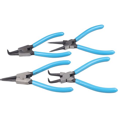 Jeu de 4 pinces à circlips de 15 cm (6 pouces) pour circlips externes et internes, mâchoires droites et coudées. (1/5)