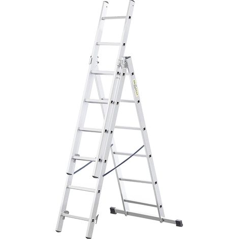 Basic Home Échelle en Aluminium 3 Éléments – Escabeau 3x6 Marches – Escabeau en Aluminium Léger – Échelle Pliable pour la Maison – Capacité 150 Kg – 46x165x13cm (1/5)